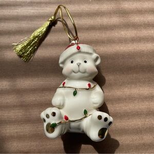 Lenox Very Merry Teddy Bear Porcelain Christmas Ornament